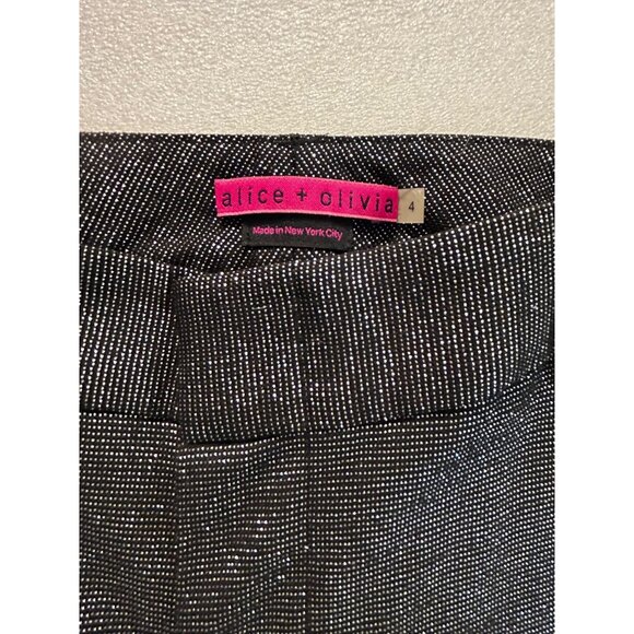 Alice + Olivia Metallic Black Wide-Leg Pants Size 4 Holiday Party Wear - Picture 4 of 4